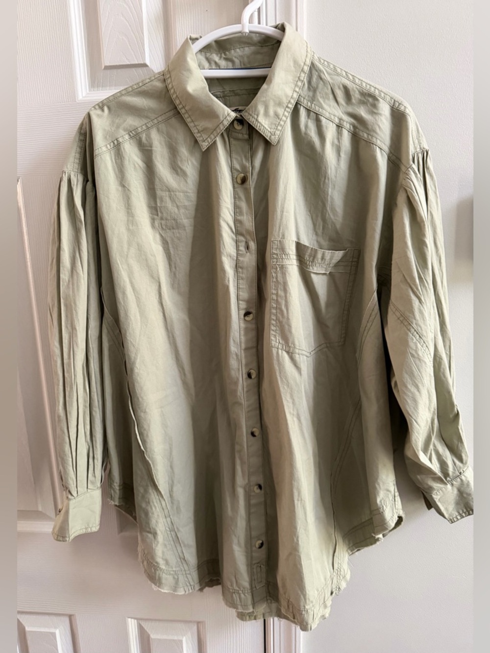 Free People We The Free Solid Happy Hour Poplin Button Down Shirt